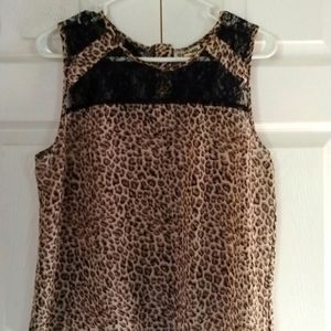 Sheer leopard and lace sleeveless top